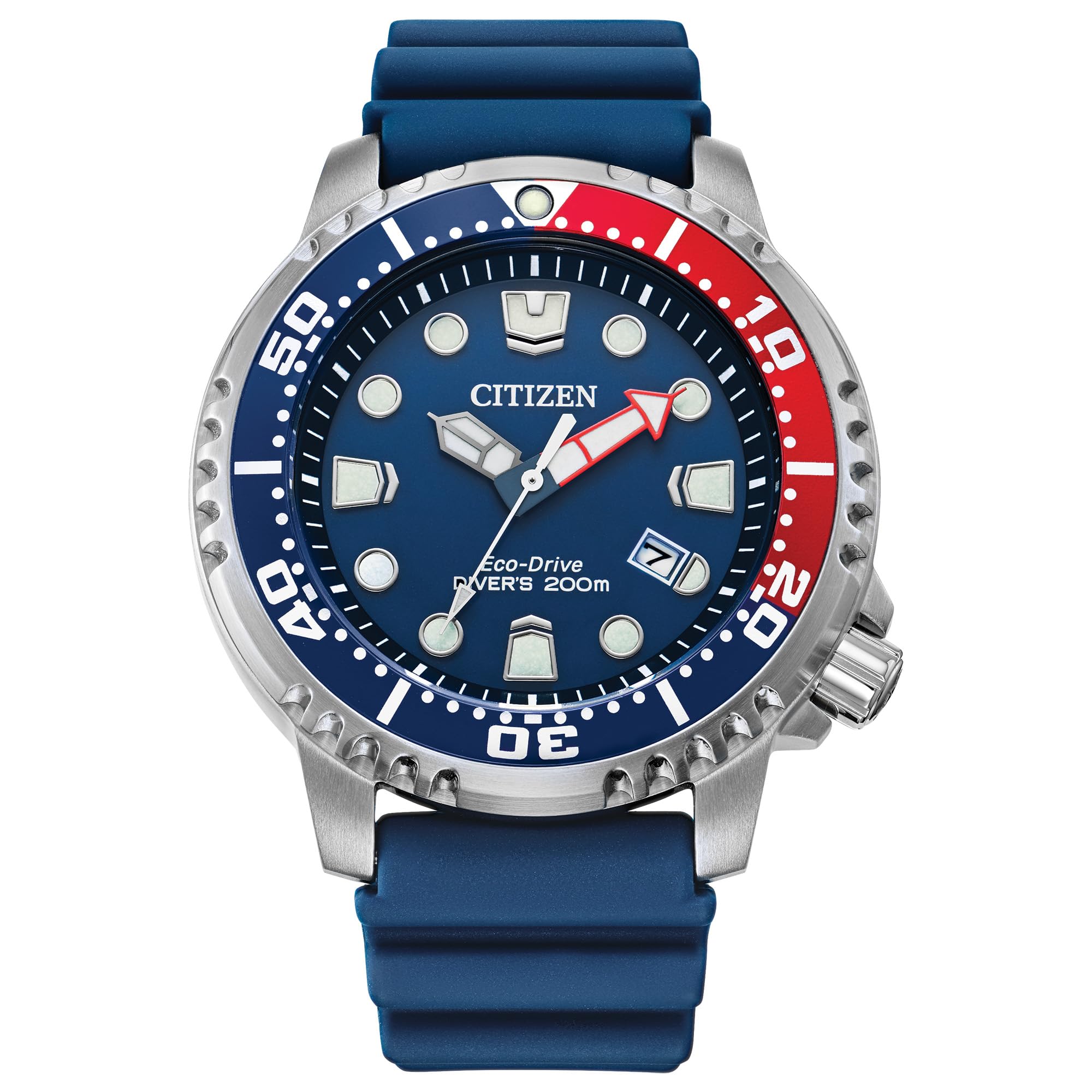 Citizen Men's Eco-Drive Promaster Dive, Blue Polyurethane Strap, Silver-Tone Stainless Steel Case (Model:BN0168-06L) Image