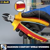 S&R VDE Insulated Diagonal Side Cutter 160mm 1000V Rated Pliers view 7