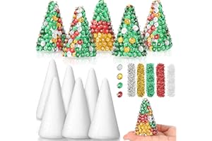 Kasyat Foam Christmas Tree Decorations Foam Cones Craft Kits with Sequin Christmas Ornaments Foam Tree Cones Christmas Crafts for Arts DIY Xmas Party Decor Home Table Centerpiece Holiday Decoration