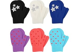 Cooraby 6 Pairs Toddler Magic Stretch Mittens Winter Unisex Baby Knitted Gloves Mittens