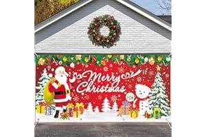 CANDYHOME Christmas Garage Door Cover, Christmas Garage Door Banner, Christmas Garage Door Decorations, Large Merry Christmas Backdrop Decoration Holiday Winter for Indoor Outdoor Party Supplies 6 x 13 Ft