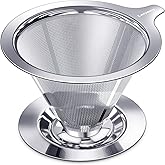 Laiyeoy Pour Over Coffee Dripper, Slow Drip Paperless Coffee Filter, Stainless Steel Pour Over Coffee Maker for Single Cup Br