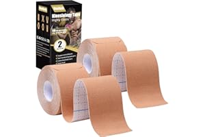 Kinesiology Tape Precut 2 Rolls K Tape, Physio Tape 40 Count 10" Precut Strips, Elastic Kinesiology Athletic Tape for Muscle 