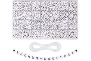 YOCHUS 1400pcs Letter Beads, 4x7 mm Acrylic Beads for Jewelry Making, Alphabet Beads for Bracelet Making in 28 Grid Box