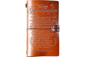 Hiipeenow Granddaughter Gifts from Grandma, To My Granddaughter Leather Travel Journal 140 Pages, Valentines Day Birthday Christmas Graduation Back to School Gift for Granddaughter