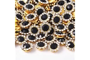 UYTRDVG 120 Pcs 12mm Sunflower Sew on Rhinestones Crystal Glass Gems, Metal Claw Rhinestones Jewels for Crafts, Glitter Gemstones for Clothes Shoes Cap Earring Belt Sewing Accessories(08 Black)