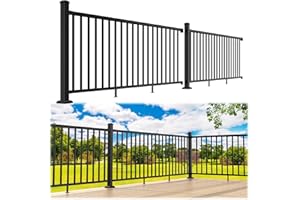 Egadis 36 in. H x 16 ft. W Porch and Deck Railing Kit, Aluminum Railing Kit, Black Textured Powder-Coat Finish Rail System for Outdoor Decks, Porches & Balconies (2 Post, 2 Panel)