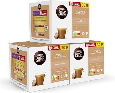 NESCAFÉ Dolce Gusto Cortado, 90 cápsulas, Notas de amêndoa torrada (3 embalagens x 30 )