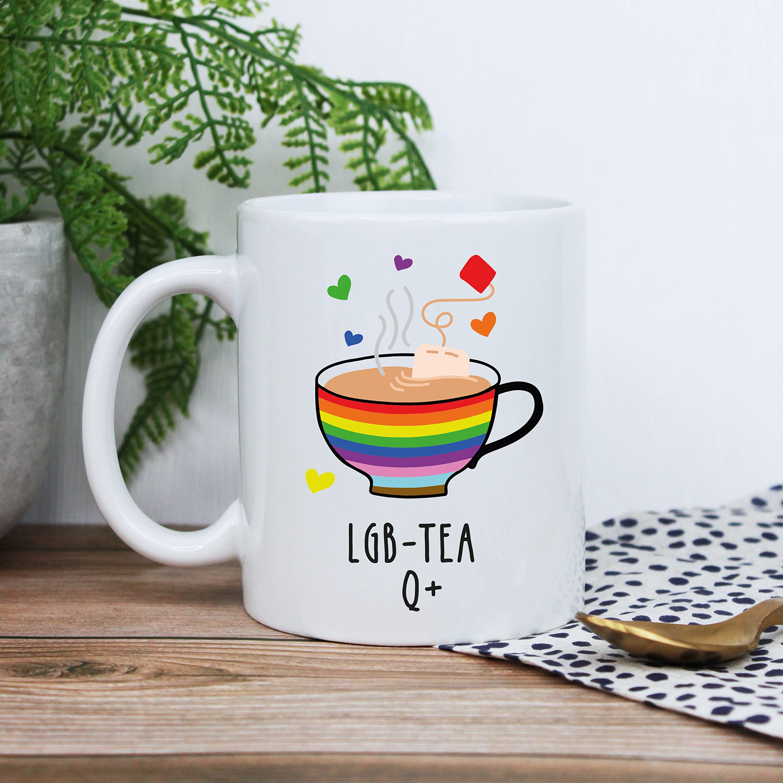 eBuyGB LGBTQ+ Coffee Mug, 350ml Ceramic, Tea Design, Tea Lover Gifts, Gay Pride, LGBT, LGBTQ