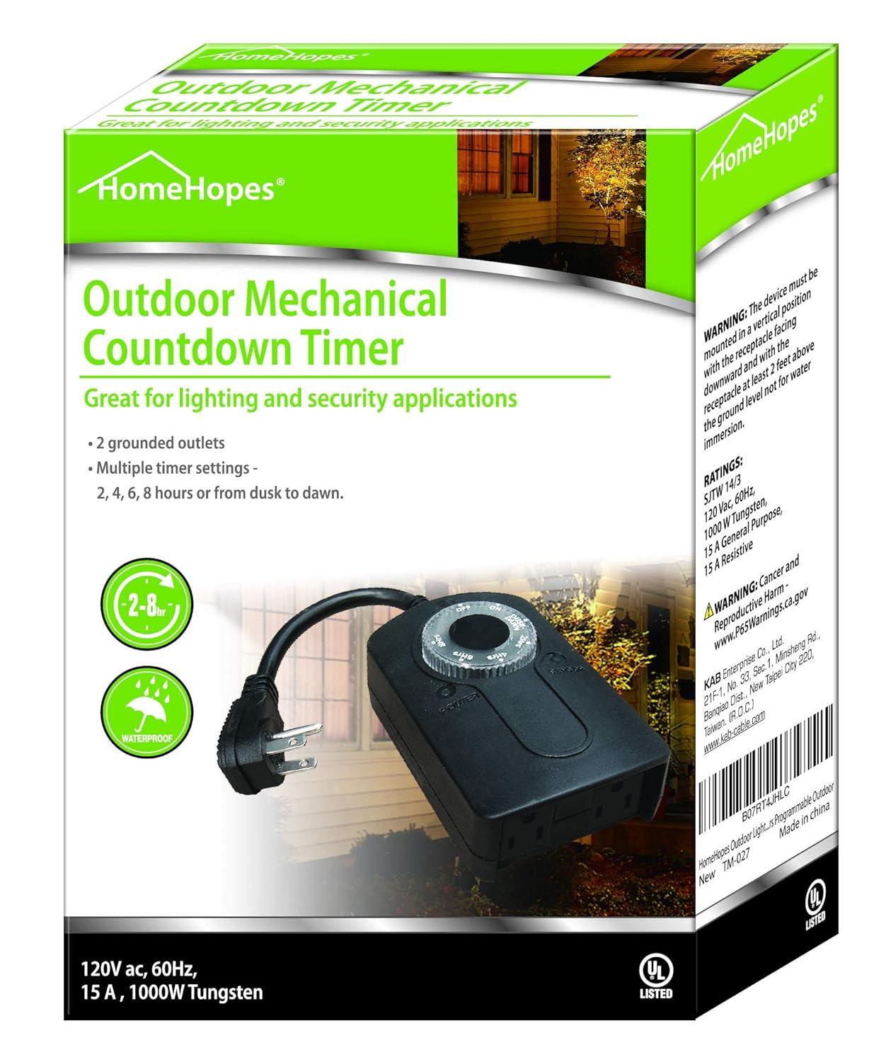 HomeHopes Outdoor Light Timer Outlet Waterproof, Christmas Lights Timer Outlet Switch, Electrical Outlet Timers Programmable Outdoor: Industrial & Scientific