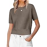 ANRABESS Womens Short Sleeve Sweaters Cropped Crew Neck Business Casual Lightweight Sweater Tops 2026 Spring Summer Outfits