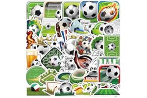 50 Pcs Soccer Stickers, Sports Theme Football Vinyl Laptops Decals, Soccer Team Gifts Decor Sticker for Water Bottles Bumpers