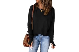 WIHOLL Long Sleeve Tops Women Thumb Hole Soft Basic Tunic Shirts for Women Boat Neck T Shirts Women Trendy Clothing 2025