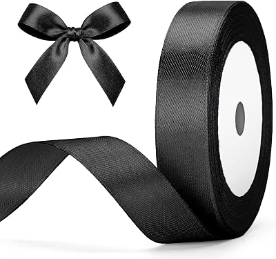 G2PLUS Black Satin Ribbons 20mm x 22m Decorative Gift Wrap for Crafting