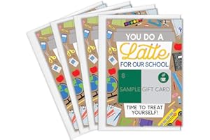 Tiny Expressions – Teacher Appreciation Coffee Gift Card Holders (4 Pack) | Set of 4 with Envelopes | School Themed 5"x7" Gifts for Teachers, Principals, Bus Drivers, & Daycare Employees