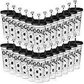 Domensi 24 Pcs Soccer Plastic Tumbler with Lid and Straw 24oz Reusable Plastic Cups with Straw Cover Caps Soccer Party Favor Gift for Fan Friend Guest Birthday Office Sport Party Supplies