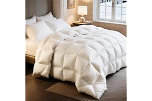 Bedsure Feather Down Comforter King Size, Luxurious Fluffy Hotel Duvet Insert with Storage Bag & 8 Corner Tabs, Ultra Soft Cotton Blend Fabric (106x90 Inches, White)