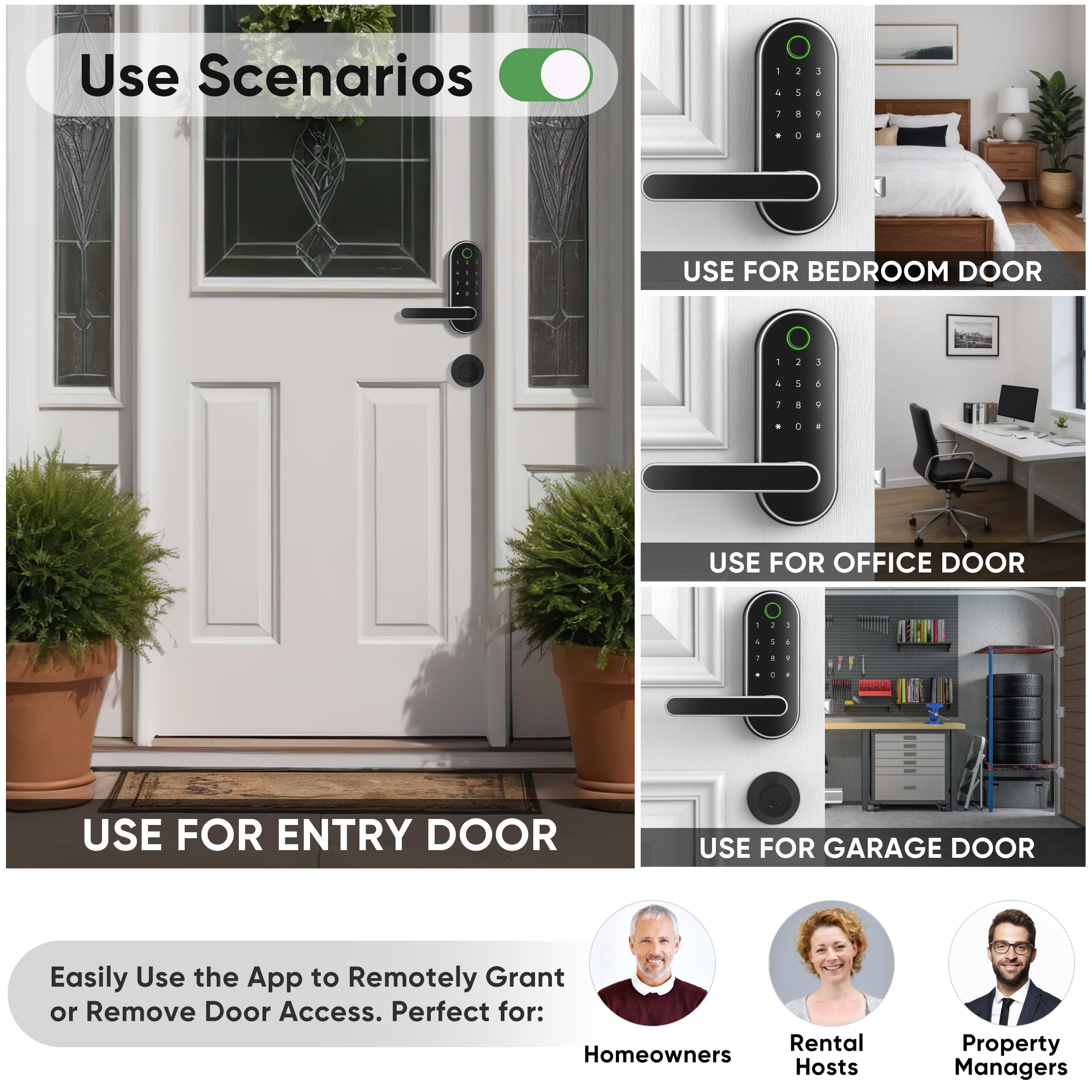 Mua Keyless Entry Fingerprint Digital Smart Lock with Handle & Keypad ...