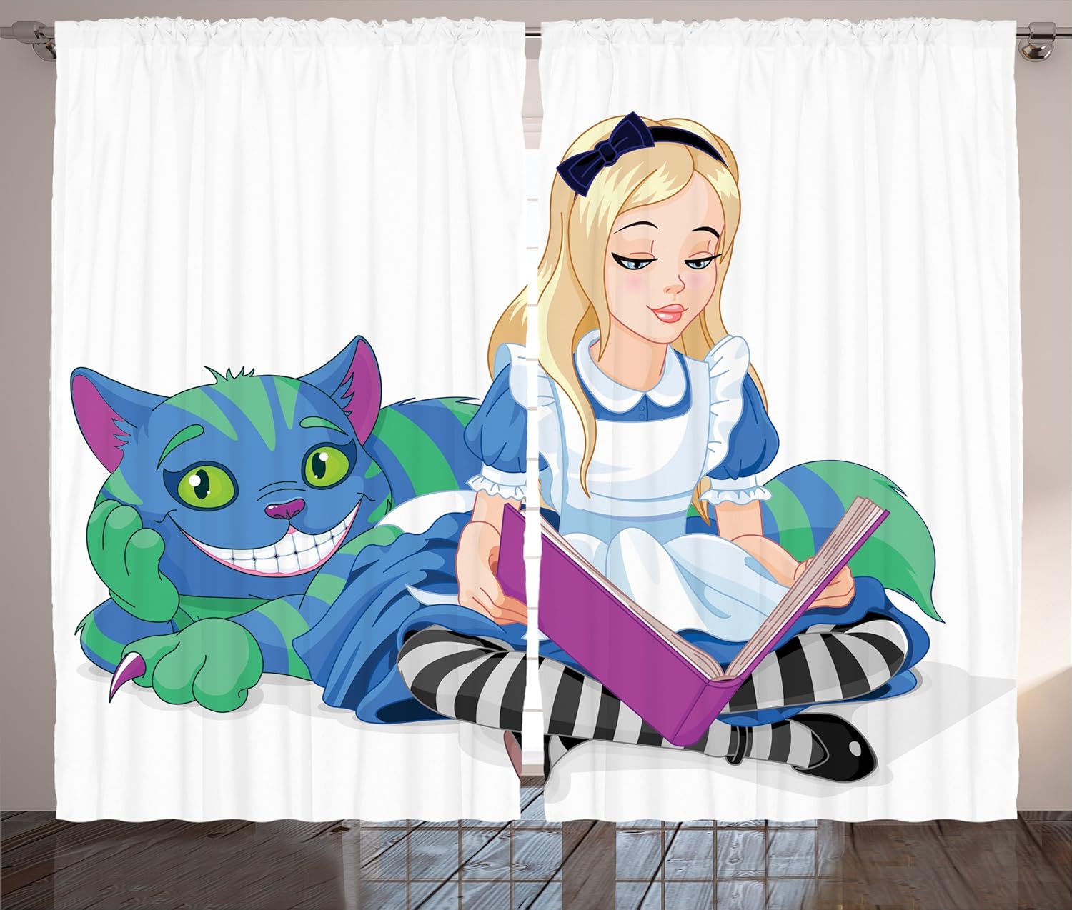 Amazon Com Ambesonne Alice In Wonderland Decorations Curtains 2