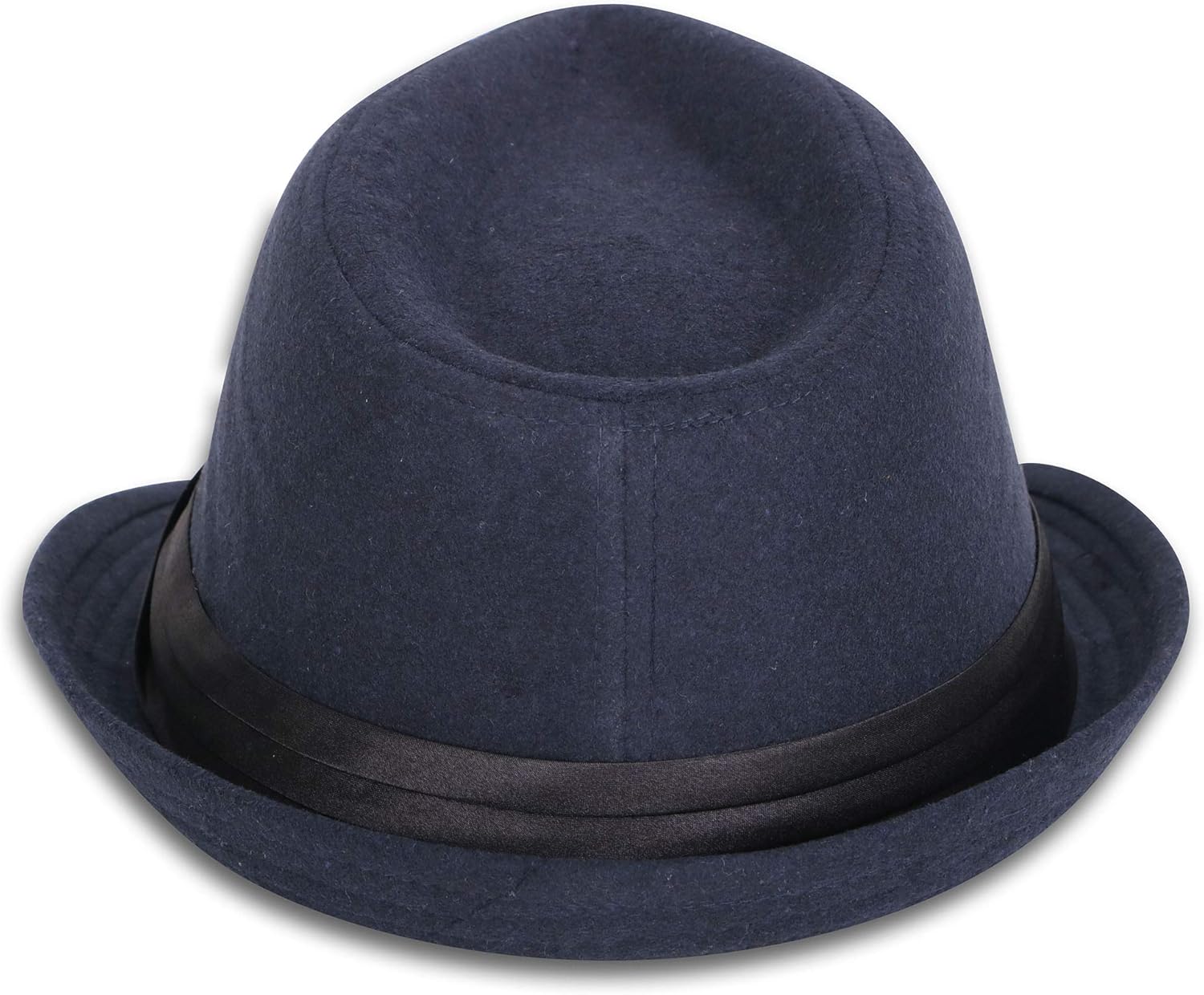 Simplicity Mens Cool Teardrop Crown Fedora Trilby Hat Pinstripe with Black Band at  Men’s Clothing store