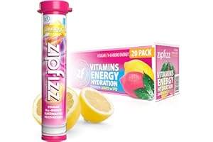 Zipfizz Daily Energy Drink Powder, Pink Lemonade, 20 Pack | 3-in-1 Sustained Energy, Rapid Hydration, and Essential Vitamins | Sugar-Free | Electrolyte Powder | Contains Vitamin B-12 & Antioxidants