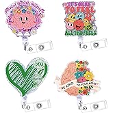 Mental Health Matters Badge Reel - NOVBAUB 4PCS Healthcare Badge Reel for Healthcare Worker Medical Badge Holder Retractable Clip Nurse Funny Badge Reels Be Kind to Your Mind Neuro Gifts Accessories