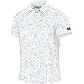 Men's Golf Polo T Shirts Short Sleeve Dry Fit Performance Moisture Wicking Casual Print Stiff Collar Golf Shirts for Men