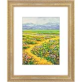 Golden State Art, 16X20 Ornate Vintage Photo Frame with White Mat for 11X14 Pictures or 16X20 Without Mat, Distressed Gold Color