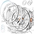 [2+2+3 Pack] Goton 3 in 1 for Samsung Galaxy Watch Ultra 47mm 2024 Screen Protector Case, HD Tempered Glass Screen Protector Hard PC Case Bezel Ring Cover for Galaxy Watch 7 Ultra Silver with Indices