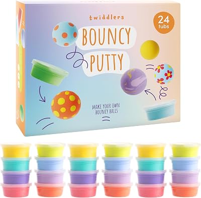 The Twidlders 24 Bouncing Putty Tubs Party Bag Fillers for Kids