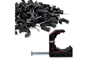 D.N. Half Clamps J-Hook with Nail, 25 Pieces J-Clamp for 1/2" Tubing Pipe Support J-Clips Tubing Fastener, Black Tube Talons 