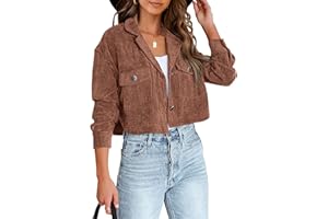 BTFBM Women's Corduroy Cropped Jacket 2024 Winter Fall Lapel Button Down Casual Short Shacket Jackets Coats with Pockets