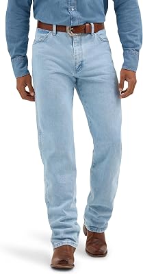 Jeans para Hombre Azul Hebilla Dorada blanqueada. 42W/30L