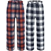 Ekouaer 2 Pack: Boys Pajamas Pants Soft Elastic Waist PJ Bottoms Comfy Lounge Long Pants with 2 Pockets 4-14 Years