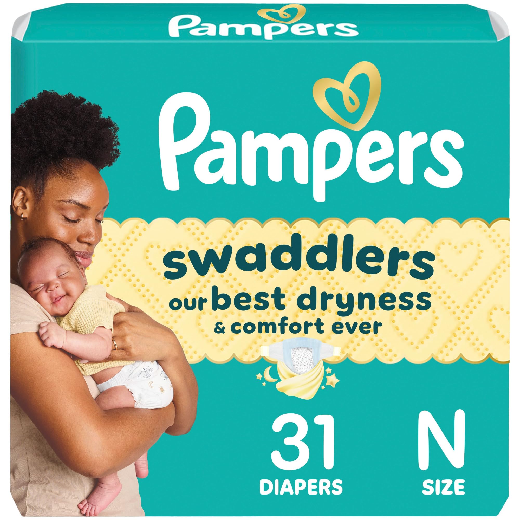 Photo 1 of Pampers Swaddlers Diapers Newborn - Size 0, 31 Count, Ultra Soft Disposable Baby Diapers