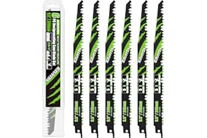 EZUVITA 9.5-Inch Wood Pruning Reciprocating Saw Blade Set with Storage Box, 6-Piece Pruner Saw Blades with 5 TPI CR-V Steel f