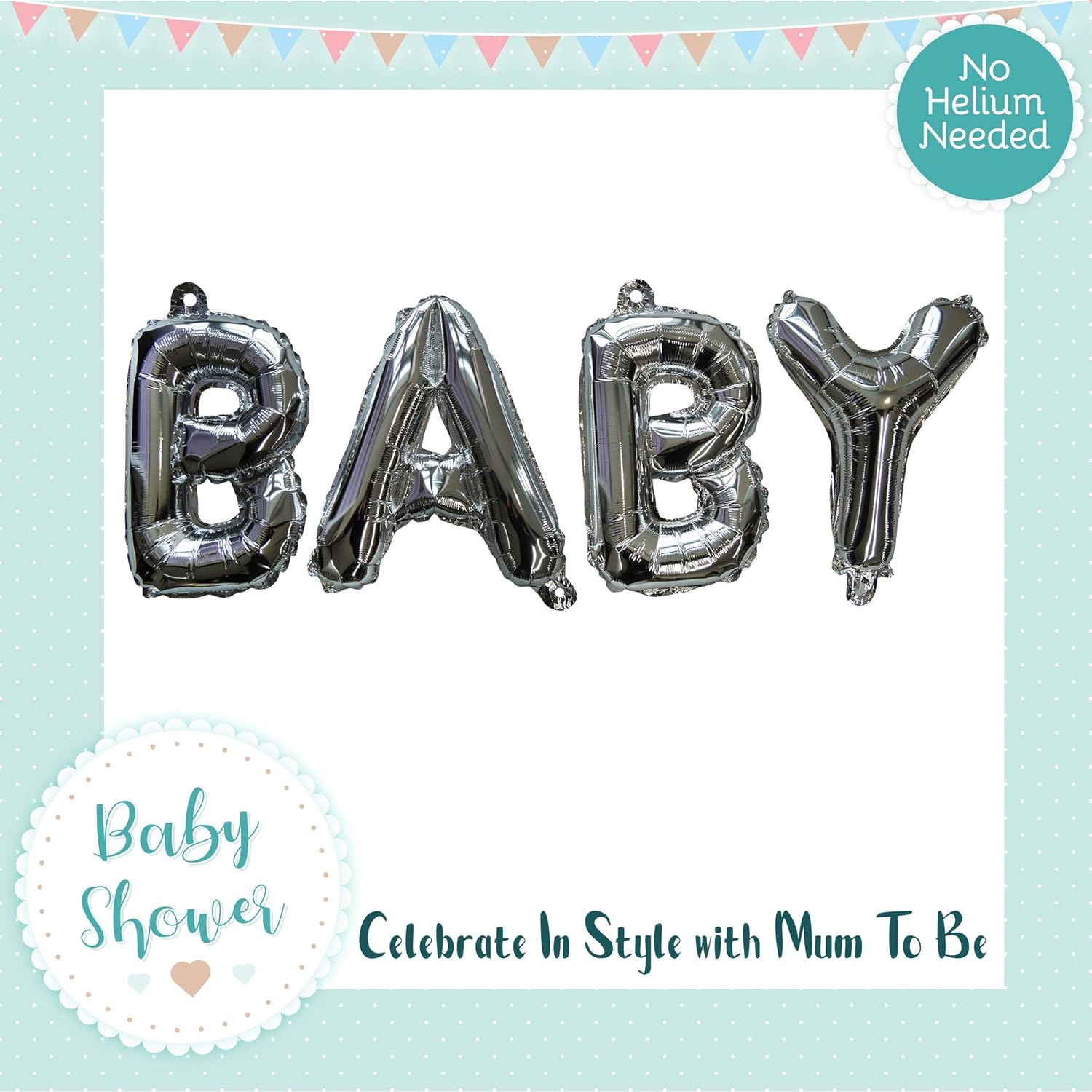 Baby Shower Baby Foil Balloon- Silver Balloons - Image 5