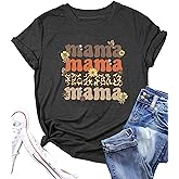 PECHAR Mama Shirt Women Leopard Mama Shirts Retro Flower Mama Graphic Cheetah Mom Tees Tops Blouses