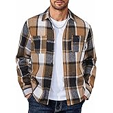 COOFANDY Men's Flannel Shirts Long Sleeve Casual Cotton Plaid Button Down Shirt Jacket with Pockets