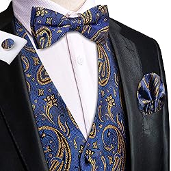 Hi-Tie Mens Suit Vest Bowtie Set Ties for Men V