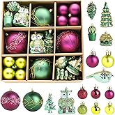 Songjum 80 Pcs Vintage Christmas Tree Balls Ornaments Set 1.18-3.9 in Red and Green Plastic Christmas Hanging Decorations Shatterproof Lightweight Decorations for Xmas Tree Decor Holiday Wedding Party