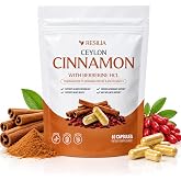 Resilia Ceylon Cinnamon Capsules with Berberine HCl, 60 Vegetable Capsules | 1,000 mg Cinnamon bark and 500 mg Berberine HCl per Two-Capsule Serving, 30-Day Supply