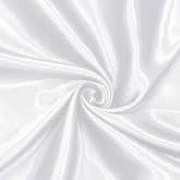 Homiest White Satin Fabric by The Yard, 1 Yard x 58 Inch | Silky Smooth Finish, Not Fade Not Shrink, Ideal for Wedding Dress Bridal Clothing DIY, Silky &amp; Shiny Cloth, Machine Washable