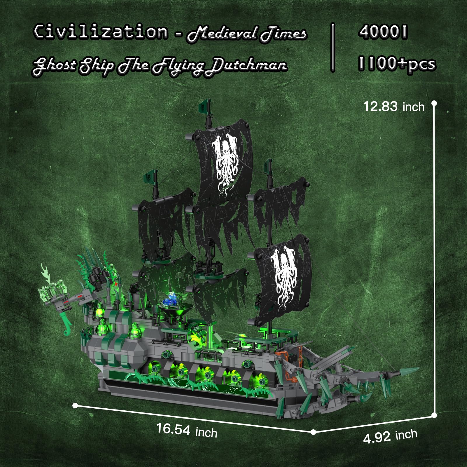JMBricklayer Piratenschiff Bausteine, 40001 Flying Dutchman Piratenschiff Klemmbausteine, Segelschiff Modellbausatz, Schiff Spielzeug Geschenke für Erwachsene und Jungen 5