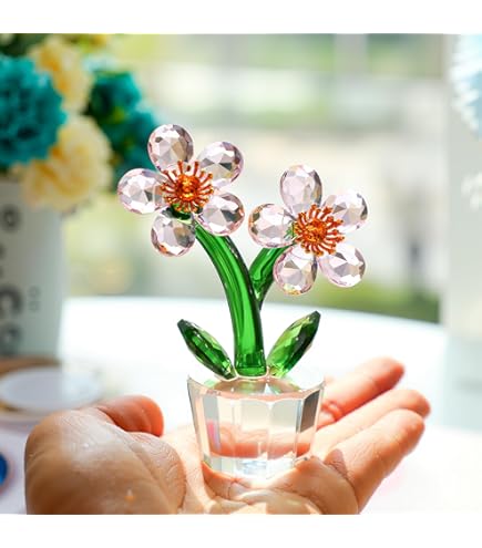 Flower❣️ Amazon.com: Crystal Flower Figurine Faceted Glass Multicolor