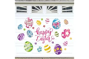 FYSUIMU 27 Pcs Happy Easter Garage Magnets Decoration Colorful Floral Egg Garage Door Decals Magnetic Refrigerator Stickers for Home Party Spring Holiday