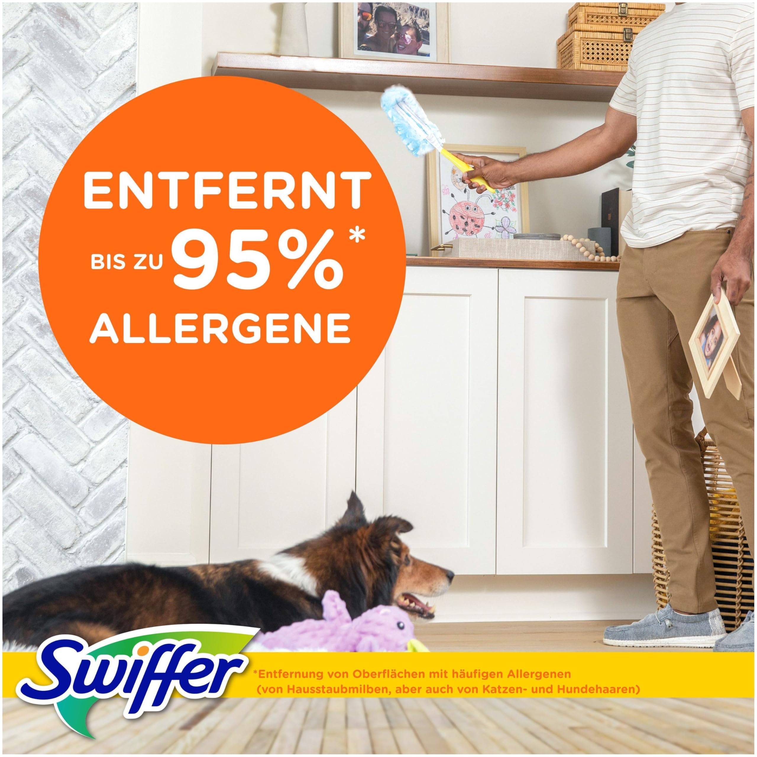 Swiffer Staubmagnet Starter-Set (1 Griff + 7 Nachfülltücher) Fängt Und Schließt 3-mal Mehr Staub Und Haare Ein Als Herkömmliche Staubwedel 6