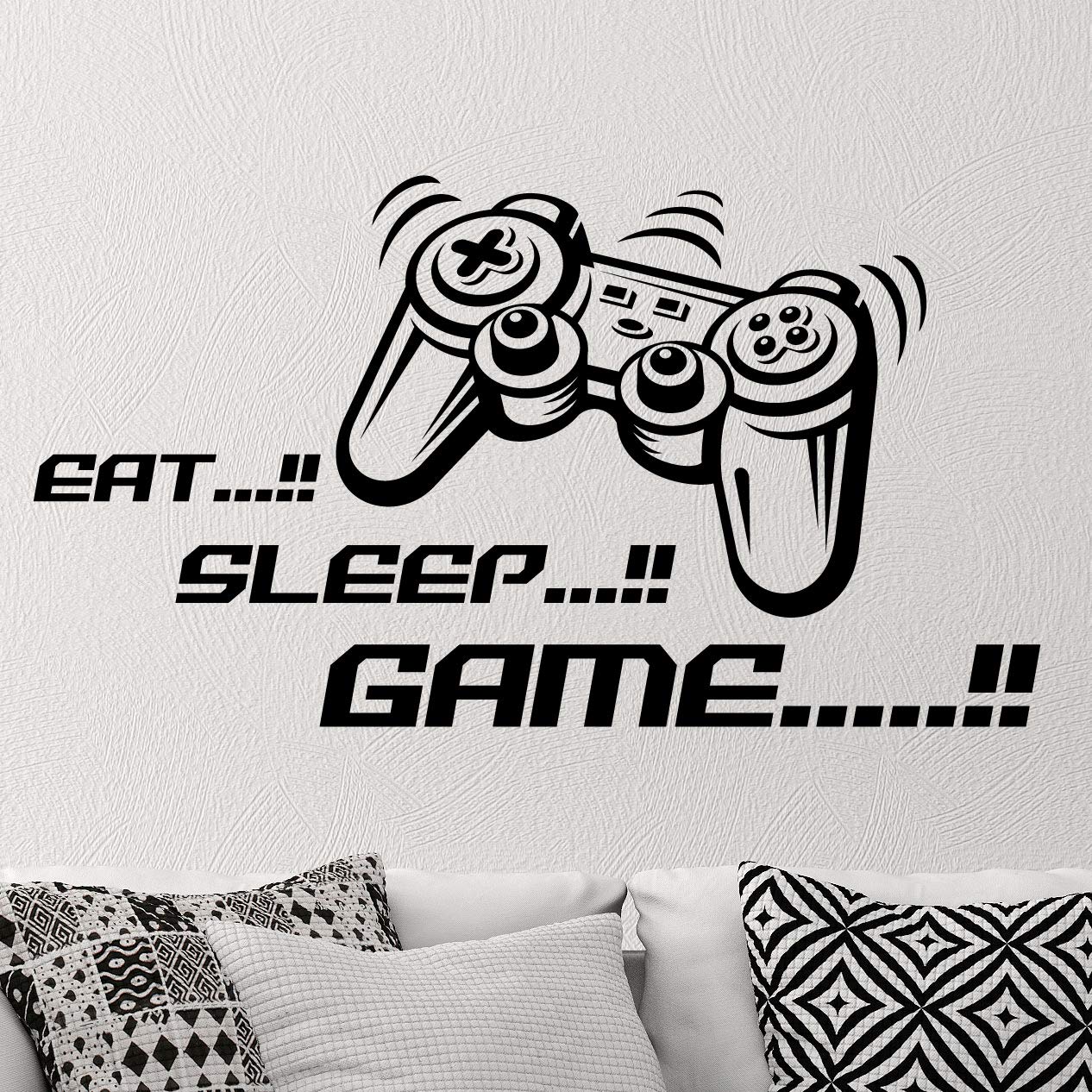 Eat Sleep Game Joystick Wall Sticker Children Room Decoration Lettering Quote
