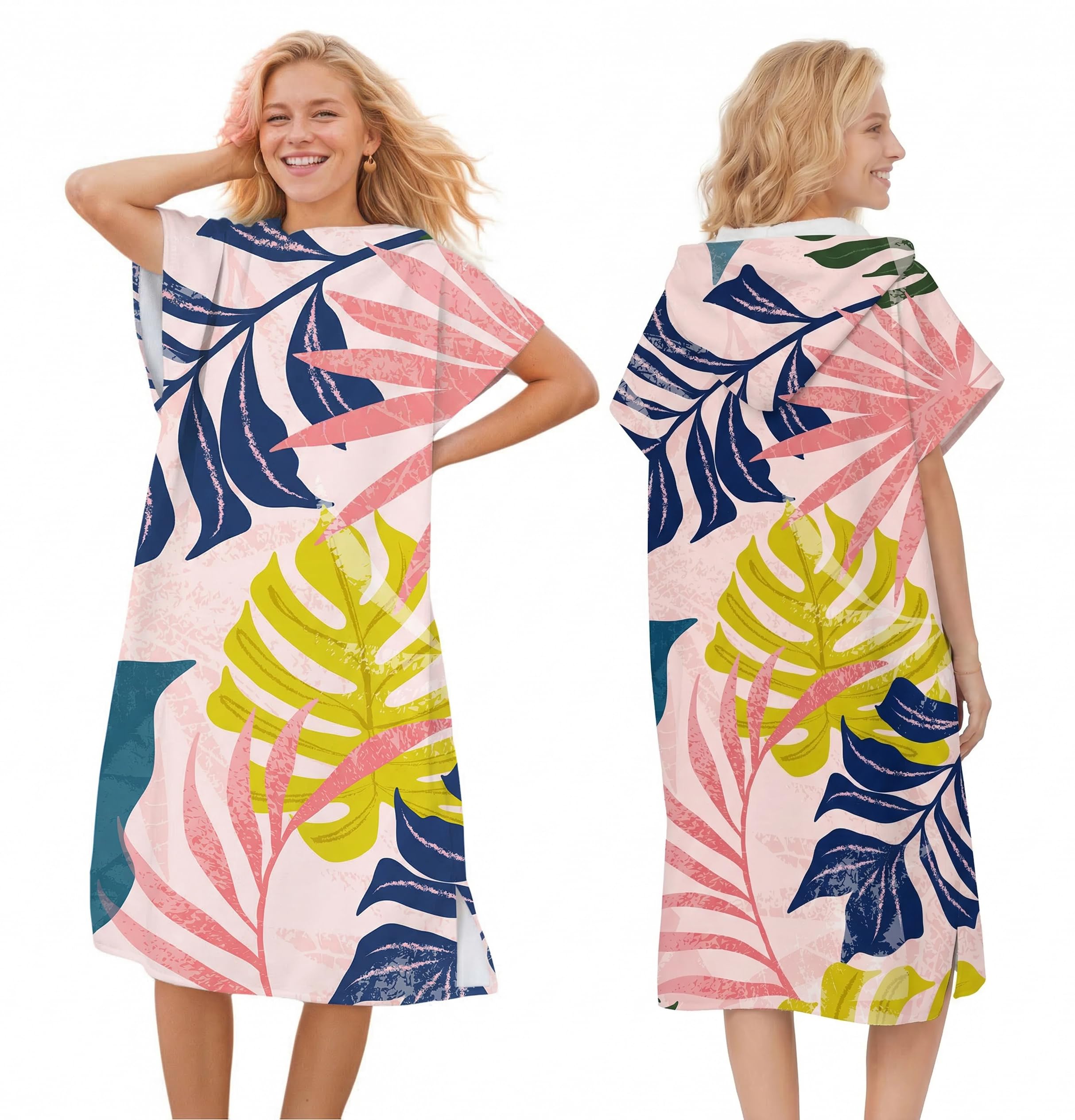 LOMTRATS Quick-drying Surf Poncho, Changing Towel, Bathrobe, Sports Towels for Swimmers,Hoodie for Adults,Swimming,Beach,Surfing,Diving,Bathing（Adult-M）