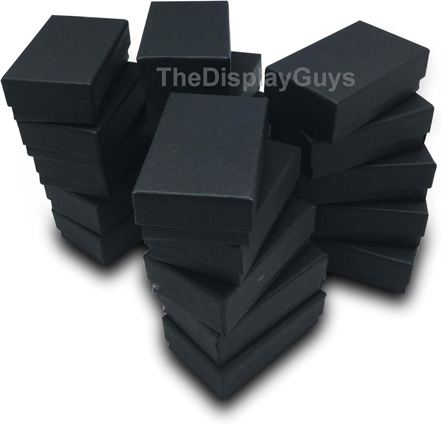 The Display Guys – Cardboard Jewelry Boxes With Cotton – 100 Pack – Matte Black – #21 (2 5/8" x 1 5/8" x 1"): Home & Kitchen